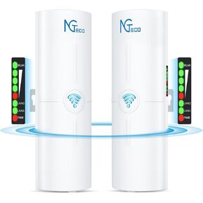 Gigabit Wireless Bridge Outdoor, 5KM Point to Point Wireless Bridges for Network Extend, 5.8 GHz WiFi Bridge Work with Starlink & Camera, Ideal for Barn, Farm, Building Shop, Plug & Play, 2 Pack