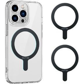 OUTXE Ultra-Thin Magnetic Sticker, Upgrade Magnet Adapter Ring Compatible with Magsafe iPhone/Android and Phone Case 2pack -Black