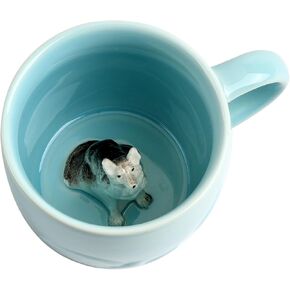 Shark Ceramic Mug Hidden 3D Animal Inside Cup,12 OZ Handmade Cute Figurine Mugs,Christmas and Birthday Gift for Boys Girls or Kids(Shark)