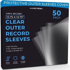Record Sleeves for Album Covers (50 Pack, 12.75" x 12.75", 3 mil Thick), Clear Plastic Outer Sleeves to Protect 12" LP Vinyl Record Albums, Archival Quality for Media Collection Protection