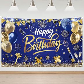 Mocsicka Happy Birthday Banner Green and Gold Happy Birthday Backdrops Glitter Birthday Party Decorations Photo Background for Men Women (Green and Gold)