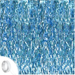 Under The Sea Birthday Decorations,Spongebob Party Blue Backdrops 2Pcs and Bubble Garlands 3Pcs with Tape for Mermaid,Swim,Ocean Themed,Underwater,Baby Shower Decor,Beach Party Supplies