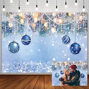 7x5ft Winter Christmas Backdrop for Photography Silver Bell Gold Glitter Snowflake Snow White Pearl Photography Background Holiday Kid Family Portrait Xmas Tree Banner Photo Booth Studio Props