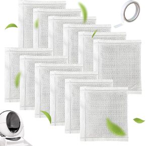 12PCS Cat Litter Deodorizer, Cat Litter Odor Eliminator with Double-sided Tape Compatible with Litter-Robot 3, Litter-Robot 4 and Traditional Cat Litter Box for Absorbing Odors Keep Air Fresh