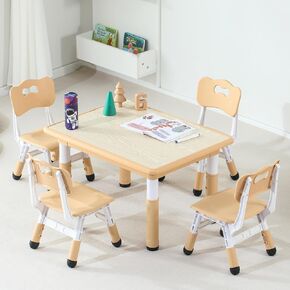 Kids Table, Toddler Table and Chair Set, Height-Adjustable Kids Table and Chairs with 31.5''Lx23.5''W Graffiti Desktop, Table Chair for Ages 3-8, Child Table and Chair Set