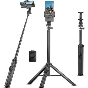 Selfie Stick Phone Tripod - 67" Aluminum Tripod for iPhone with Detachable Wireless Remote and Phone Holder, Portable Tripod Stand Compatible with iPhone/Android for Selfies Photo/Video Recording