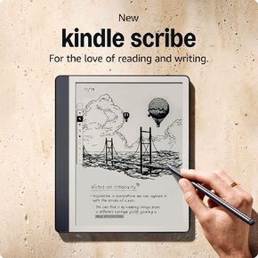 New Amazon Kindle Scribe (64GB) - Redesigned display with uniform borders. Now write directly on books and documents. With built-in notebook summarization. Includes Premium Pen - Metallic Jade