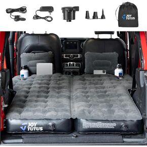 JOYTUTUS Air Mattress Camping Bed w/Air Pump Compatible with Wrangler JK JL, Comfort SUV Inflation Mattress w/2 Pillows for 2007-2024 Wrangler JK JL Unlimited 4 Door (Don't for 4XE) - Dark Grey