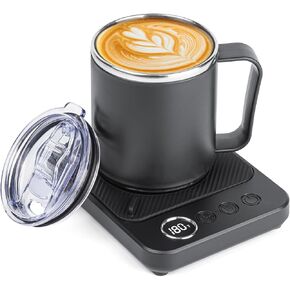 Coffee Mug Warmer & Mug Set for Desk, 36W Mug Warmer with Temperature Display, 1-12H Timer & 6 Temperature Settings, Fast Heating, Auto Shut Off, Smart Coffee Cup Warmer for Coffee (Black Set)