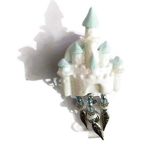 Fairy tale castle badge holder and retractable reel with glass and metal beads in Saudi Arabia