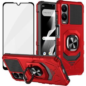 Ailiber for Cricket Debut S3 Cell Phone Case, Debut S3 Case with Screen Protector, Ring Kickstand for Magnetic Car Mount, Rugged Shockproof Heavy Duty Cover Case for Debut S3-Purple