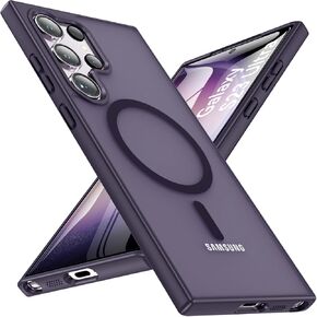 OWKEY for S23 Ultra Case 6.8'', Magnetic Samsung Galaxy S23 Ultra Case for Magsafe, [Shockproof Military] Translucent Back Slim Bumper Cover Phone Case Galaxy S23 Ultra Case, Black