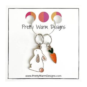 Bunny + Carrot Stitch Markers for Knitting | Handmade by Pretty Warm Designs | Knit Ring Marker Snag Free Knitter Accessories Gift