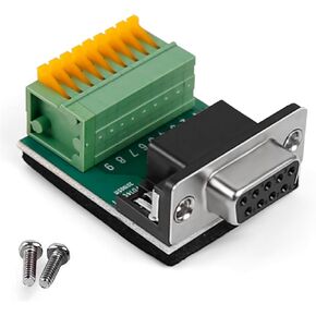 RS232 DB9 Quick Connect Solderless Adapter 9 Pin Spring Terminal Crimp Connector, for Serial Communication Interface Devices
