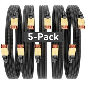 Reborn Cat 8 Ethernet Cable 6FT 1 Pack, Braided High-Speed Heavy Duty 40Gbps, 2000MHz with Gold Plated RJ45 Connector, Ethernet LAN Cable for Indoor/Outdoor Use - Perfect for Modem/Router/Gaming/PC