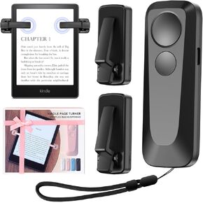 RF Kindle Remote Page Turner,Page Turner for Kindle Paperwhite Oasis,iPhone, iPad,Android Ebook Page Turn,Camera Video Record Remote(Page Forward & Backward) (Black)