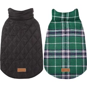 Warm Dog Coat, Reversible Waterproof Winter Dog Jacket Coat - British Style Plaid Dog Clothes Vest