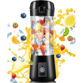Portable Blender, Personal Blender USB Rechargeable, Mini Blender for Shakes and Smoothies, Strong Cutting Power with 6 Blades, 380Ml Traveling Fruit Veggie Juicer Cup for Home, Sport, Office, Camping