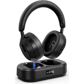 Wireless Headphones for TV Watching, Ensemble-TV Headphones with LED Display TV Transmitter Charging Base, Bluetooth V5.3 Headphones No Lip-Sync Delay, Plug and Play, Gifts for Elderly (Black)