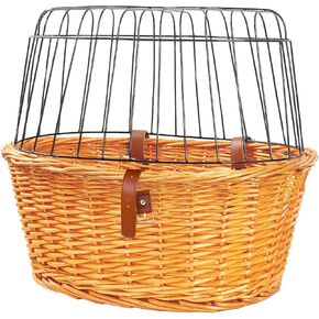 سلة للكلاب للدراجة - سلة دراجة مصنوعة يدويًا من الخيزران لحمل الكلاب باللون الطبيعي، سلة دراجة أمامية للكلاب أو القطط، سلة دراجات للكلاب والقطط للسفر من الروطان، سلة للحيوانات الأليفة للدراجة مع غطاء سلكي in Kuwait