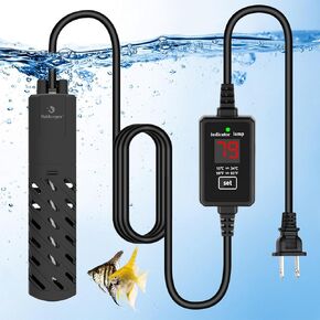 Aquarium Heater,25W Fish Tank Heater with Over-Temperature Protection, Submersible Aquarium Heater with LED Digital Display&2 Suction Cups for 4 Gallon Fish Tank