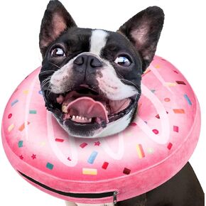 Inflatable Dog Cone, Dog Neck Donut Collar After Surgery, Soft Dog Cone for Medium Small Dogs, Alternative to Cone of Shame Does Not Block Vision Pink
