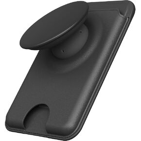 Sinjimoru for MagSafe Phone Grip, Compatible with MagSafe wallet, Soft Magnetic Finger Grip, with 3 Card Holder for iPhone, M-Tap Tok Wallet Black