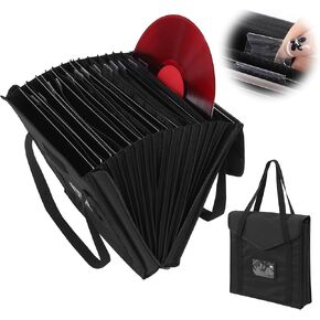 ROYALAY Vinyl Record Storage Box, Portable Vintage Vinyl Record Storage Case, Vinyl Album Carrying Case Bag with Handle, Protective Record Bag Holder Organizer, Water Resistant Vinyl Carrying Box