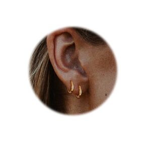14K الذهب Huggie هوب أقراط للنساء الرجال لذيذ صغيرة صغيرة هوب أقراط الكفة مجموعة للغضروف اللولب الزنمة محارة ثقب المجوهرات 6 مللي متر