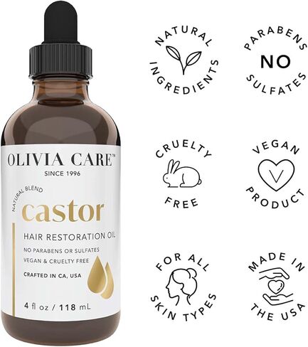 زيت الخروع للعناية بالشعر من أوليفيا - مصنوع من مكونات طبيعية بالكامل - يوفر استعادة متوازنة ولمعانًا وقوة. علاج نظيف وبسيط لدعم تقوية الشعر in Kuwait