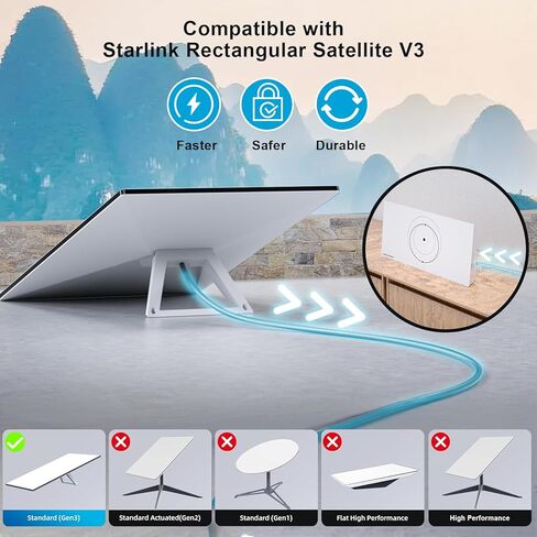 Starlink Gen 3 Cable, Starlink Cable V3 for Starlink Standard Kit,Star Link Ethernet Cable Waterproof Grey-33FT in Saudi Arabia