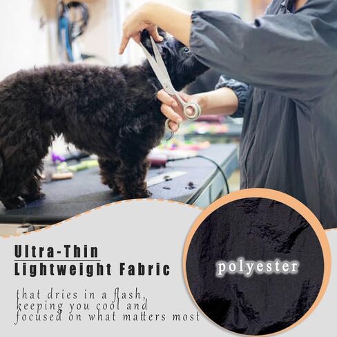 Dog Grooming Smock for Men Women, Anti-Static Smock for Pet Shop Dog Cat Grooming Bathing, Long Sleeves, Water Resistant and Hair Proof, (Solid Purple L) in Kuwait