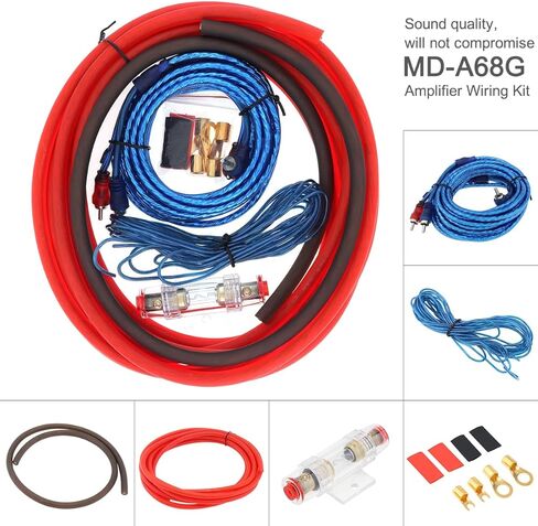 4 مقياس مكبر للصوت تركيب مجموعة الأسلاك مكبر صوت للسيارة كابلات مكبر كهربائي سيارة مكبر كهربائي خط الصوت خط الطاقة مع دعوى الصمامات in Kuwait