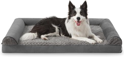 JOEJOY سرير كلب لتقويم العظام للكلاب الكبيرة جدًا، سرير أريكة للكلاب كبير جدًا، سرير كلب من إسفنج الذاكرة على شكل حرف U مع غطاء قابل للإزالة وقابل للغسل، بطانة مقاومة للماء، مسند مريح، 42 بوصة × 30 بوصة × 6.5 بوصة، بني in Kuwait