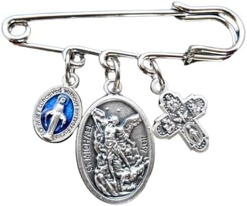 Saint Michael Safety Pin Brooch-Patron Saint ArchAngel- Patron Firemen-Military Police- Security Guards- The Sick- Protection Pin in Saudi Arabia