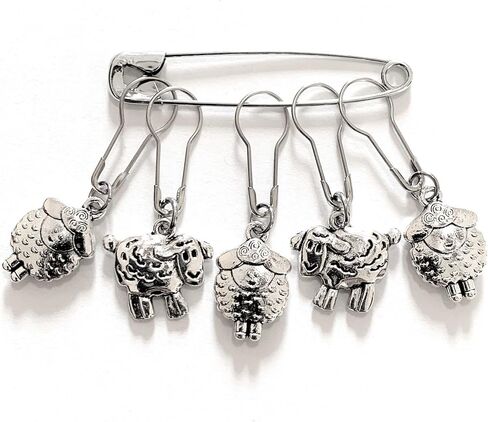 Sheep Stitch Markers for Knitting Crocheting Cute Silver Metal Set Handmade in USA in Saudi Arabia