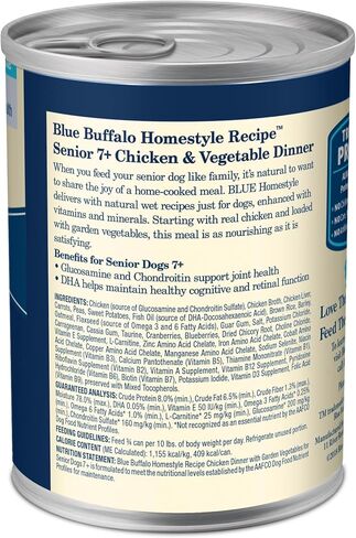 Blue Buffalo Homestyle Recipe Senior Wet Dog Food, Made with Natural Ingredients, Beef Dinner with Garden Vegetables, 12 Pack in Kuwait