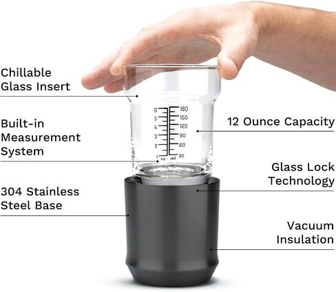Elevated Craft Hybrid Cocktail Glass Premium Vacuum Insulated Steel Base with Removable Glass Insert - 12oz Rocks Glass, Double Old Fashioned Lowball for Margaritas, Bourbon, Whiskey - Copper in Saudi Arabia