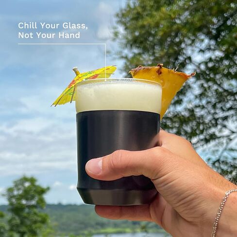 Elevated Craft Hybrid Cocktail Glass Premium Vacuum Insulated Steel Base with Removable Glass Insert - 12oz Rocks Glass, Double Old Fashioned Lowball for Margaritas, Bourbon, Whiskey - Copper in Saudi Arabia