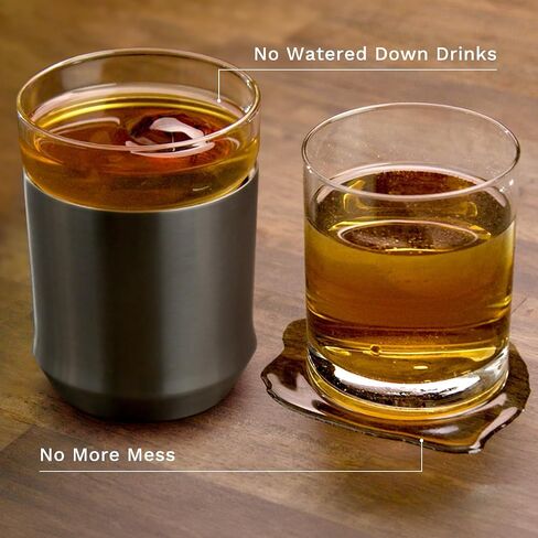 Elevated Craft Hybrid Cocktail Glass Premium Vacuum Insulated Steel Base with Removable Glass Insert - 12oz Rocks Glass, Double Old Fashioned Lowball for Margaritas, Bourbon, Whiskey - Copper in Saudi Arabia