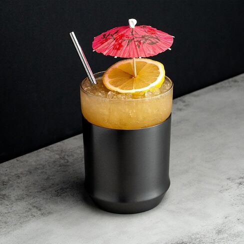 Elevated Craft Hybrid Cocktail Glass Premium Vacuum Insulated Steel Base with Removable Glass Insert - 12oz Rocks Glass, Double Old Fashioned Lowball for Margaritas, Bourbon, Whiskey - Copper in Saudi Arabia
