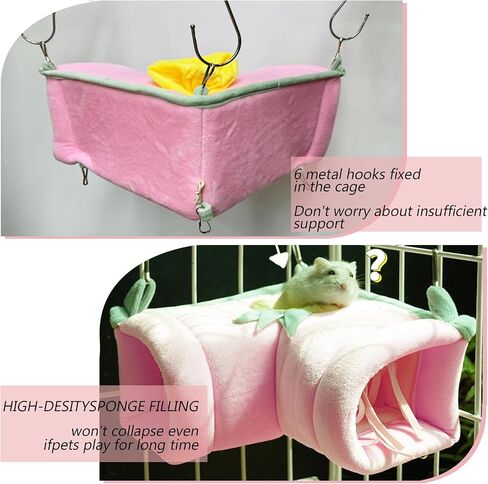 Guinea Pig Tunnel Toy, Warm Guinea Pigs Hideout House, Cozy Removable Rabbits Tube Hammock Corner, Soft Small Animals Cage Accessories for Rats Ferret Bunny Gerbil Sugar Glider (Pink) in Saudi Arabia
