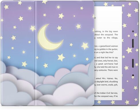 Tacky Design Clouds Skin for Kindle Oasis Skin Decal, Purple Sky Moon Skin for Kindle Stickers, Premium Vinyl 3M Full Wrap for Kindle Skin Covers for (Kindle Oasis (10th Gen, 2019)) in Saudi Arabia