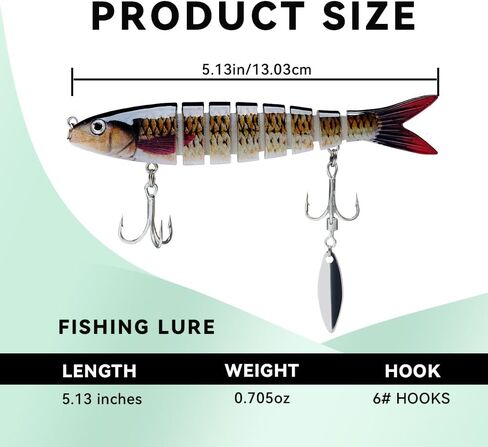 5pcs Topwater Fishing Lures with Spinner Blade for Freshwater and Saltwater, Lifelike Swimbait for Bass, Trout Catfish Pike, Slow Sinking Bass Whopper Fishing Lure Kit with Case in Saudi Arabia