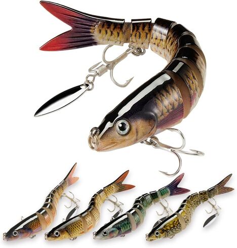 5pcs Topwater Fishing Lures with Spinner Blade for Freshwater and Saltwater, Lifelike Swimbait for Bass, Trout Catfish Pike, Slow Sinking Bass Whopper Fishing Lure Kit with Case in Saudi Arabia