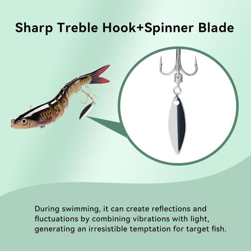 5pcs Topwater Fishing Lures with Spinner Blade for Freshwater and Saltwater, Lifelike Swimbait for Bass, Trout Catfish Pike, Slow Sinking Bass Whopper Fishing Lure Kit with Case in Saudi Arabia