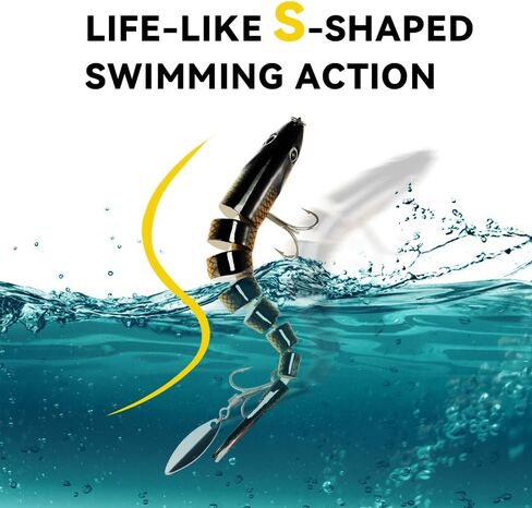 5pcs Topwater Fishing Lures with Spinner Blade for Freshwater and Saltwater, Lifelike Swimbait for Bass, Trout Catfish Pike, Slow Sinking Bass Whopper Fishing Lure Kit with Case in Saudi Arabia