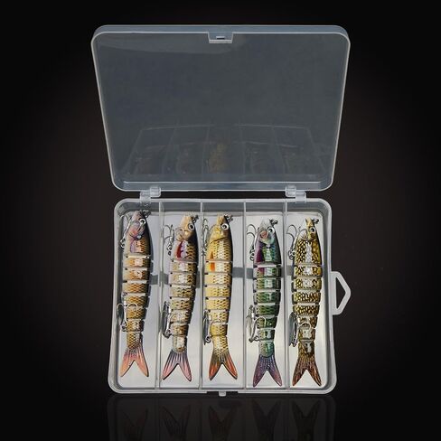 5pcs Topwater Fishing Lures with Spinner Blade for Freshwater and Saltwater, Lifelike Swimbait for Bass, Trout Catfish Pike, Slow Sinking Bass Whopper Fishing Lure Kit with Case in Saudi Arabia