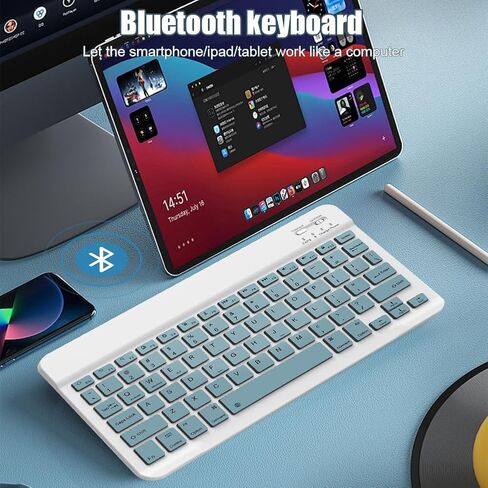 Bluetooth Keyboard for iPad 10th Generation, iPad Pro 13/12/11/10/9/8/7 inch, iPad Air 13/11th Gen, iPad Mini, Samsung Xiaomi Tablets, etc. - Slim Wireless Portable Travel Office Computer Accessories in Kuwait