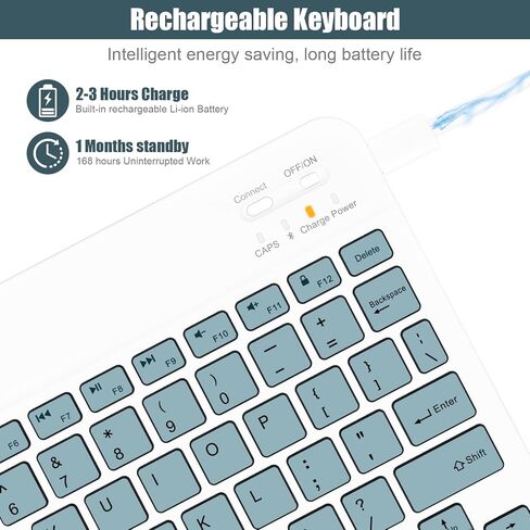 Bluetooth Keyboard for iPad 10th Generation, iPad Pro 13/12/11/10/9/8/7 inch, iPad Air 13/11th Gen, iPad Mini, Samsung Xiaomi Tablets, etc. - Slim Wireless Portable Travel Office Computer Accessories in Kuwait